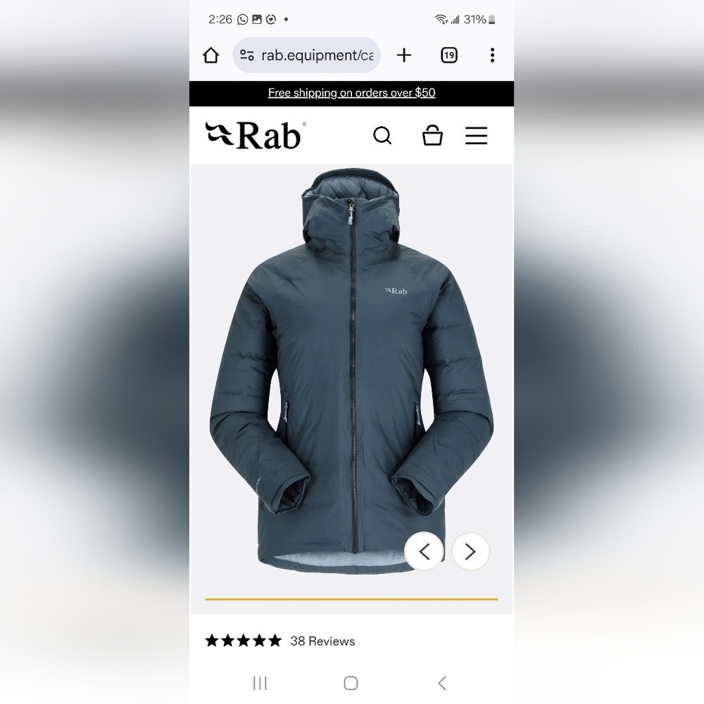 RAB waterproof down parka